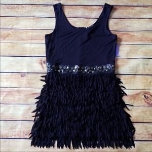 Wilster black fringed dress size small